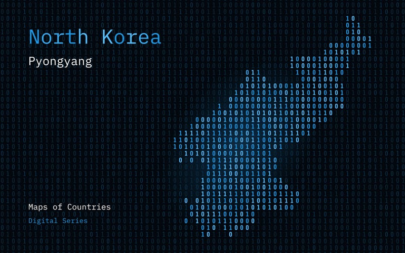 Digital binary style photo of North Korea