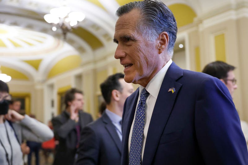 Sen. Mitt Romney (R-UT) walks to a vote in the Senate Chambers at the U.S. Capitol on February 07, 2024 in Washington, DC. 