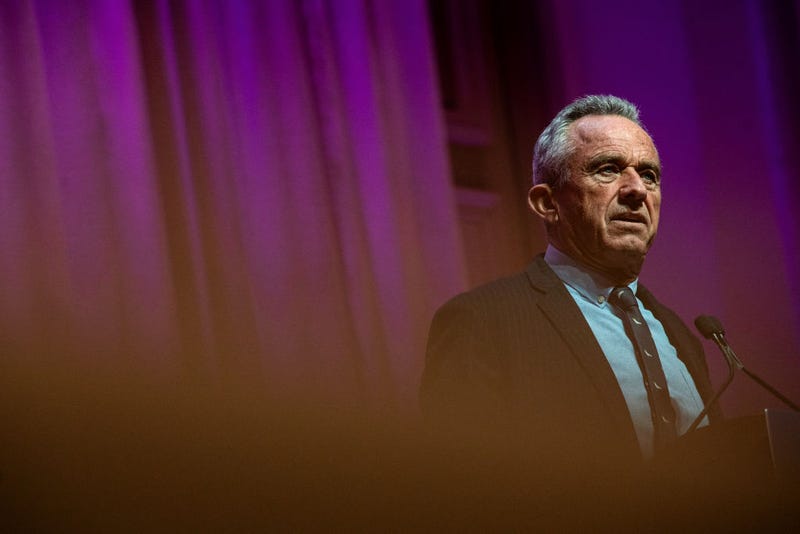 Independent presidential candidate Robert F. Kennedy Jr. speaks during a voter rally at St. Cecilia Music Center on February 10, 2024 in Grand Rapids, Michigan. The Democratic National Committee (DNC) launched billboards in Grand Rapids on Friday, hitting Kennedy Jr., alleging a Super PAC supporting him, American Values 2024, is receiving donations from a former mega-donor to former president Donald Trump.