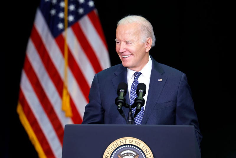 President Joe Biden speaks during the annual House Democrats 2024 Issues Conference on February 08, 2024 in Leesburg, Virginia. House Democrats met for the annual retreat outside of Washington, DC to discuss a range of issues ahead of the upcoming election. (Photo by Anna Moneymaker/Getty Images)