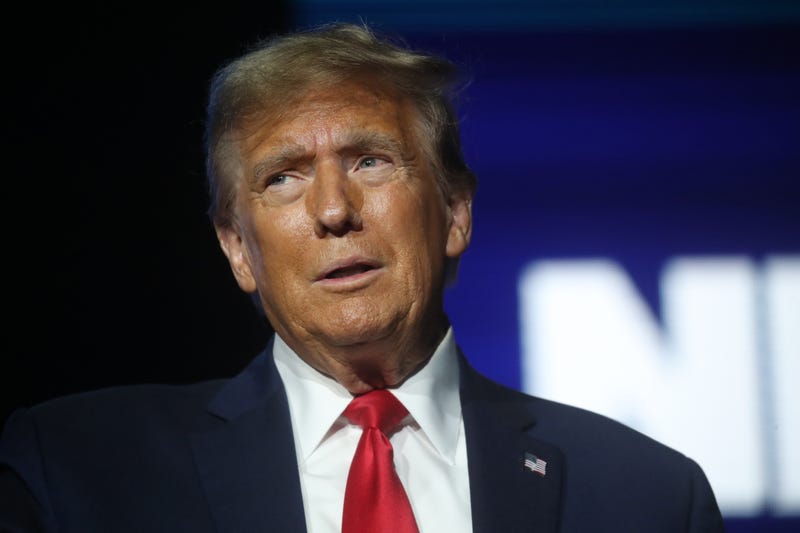 HARRISBURG, PENNSYLVANIA - FEBRUARY 09: Republican U.S. presidential candidate and former President Donald Trump arrives at the National Rifle Association presidential forum at the Great American Outdoor Show on February 09, 2024 in Harrisburg, Pennsylvania. Trump used the opportunity to emphasize his support of gun rights as the campaign moves to South Carolina and its February 24 GOP primary.