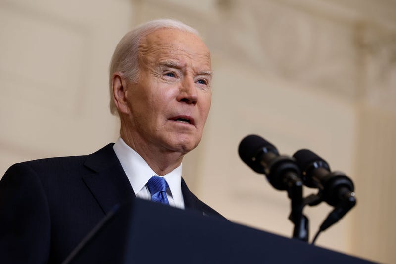 U.S. President Joe Biden speaks on the Senate's recent passage of the National Security Supplemental Bill, which provides military aid to Ukraine, Israel and Taiwan, in the State Dining Room of the White House on February 13, 2024 in Washington, DC. During his remarks Biden urged House Republicans and U.S. Speaker of the House Mike Johnson (R-LA) to move the legislation through the House of Representatives. 