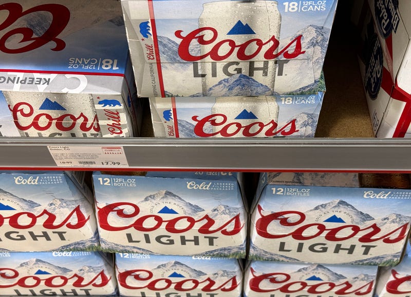 Coors beer is displayed on a store shelf on February 13, 2024, in San Rafael, California.