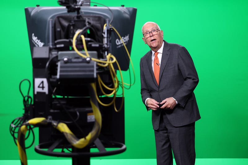 Former Channel 9 Chief Meteorologist Tom Skilling delivers a report at Channel 9 headquarters in Chicago on Jan. 24, 2024. Skilling has been named as the grand marshal of the Woodstock Pride Parade.