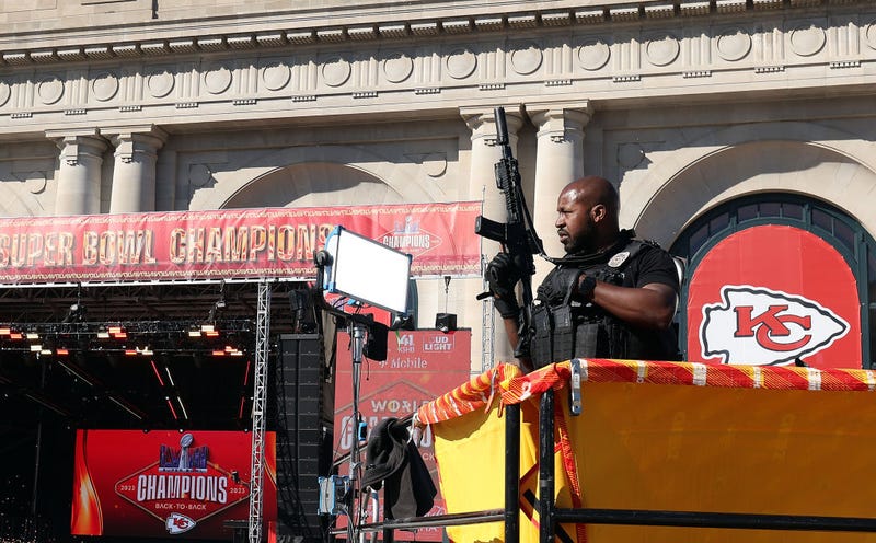 Law enforcement responds to a shooting at Union Station on Wednesday during the Kansas City Chiefs Super Bowl LVIII victory parade. One person died and 22 others were wounded. Three people were detained.