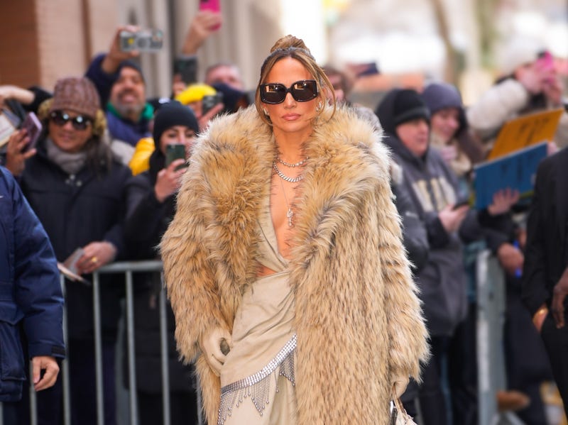 Jennifer Lopez departs "The View" on February 15, 2024 in New York City