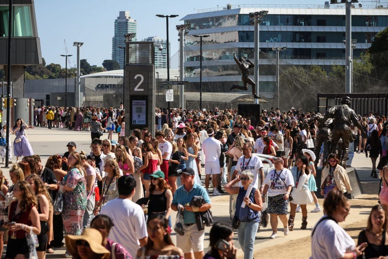 Crowd gathers for a major concert at Melbourne Cricket Ground on February 16, 2024. (Photo by Getty Images)