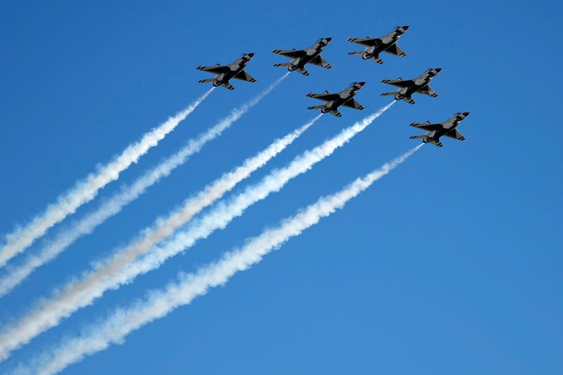 The U.S. Air Force Thunderbirds perform a flyover prior to the NASCAR Cup Series Daytona 500 at Daytona International Speedway on February 19, 2024 in Daytona Beach, Florida.