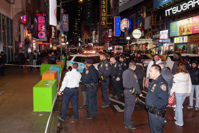 Police respond to a stabbing on 42nd Street and Eighth Avenue in Times Square on Thursday, Feb. 22, 2024