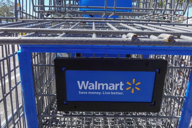 A Walmart Supercenter cart sits outside of the store on February 20, 2024, in Hallandale Beach, Florida. Walmart reported that quarterly revenue rose 6%, and that the company’s global e-commerce sales have also grown. (Photo by Joe Raedle/Getty Images)