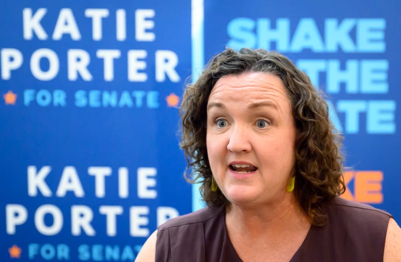 EMERYVILLE, CALIFORNIA - FEBRUARY 24: U.S. U.S. Senate candidate, Rep. Katie Porter (D-CA) speaks to members of the media during a campaign event on February 24, 2024 in Emeryville, California. Rep. Porter is campaigning for the open California Senate seat ahead of the March 5 state primary.
