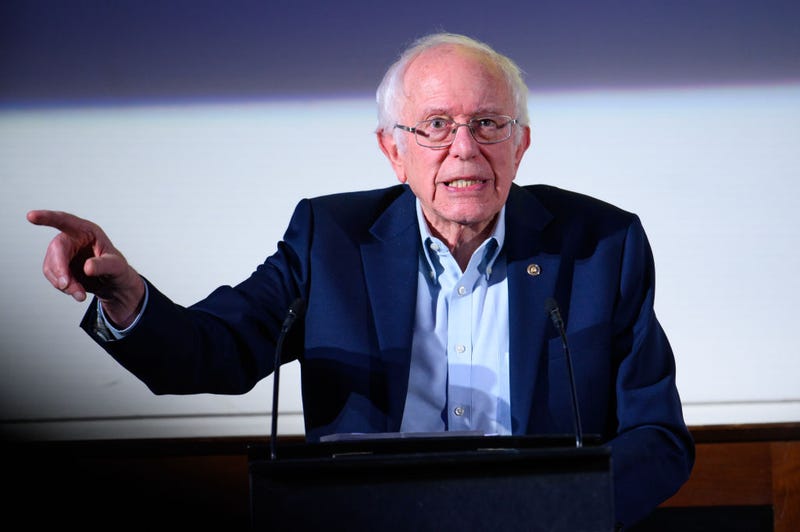 Bernie Sanders attends during "Bernie Sanders: It's OK To Be Angry About Capitalism" at Royal Geographical Society on February 22, 2024 in London, England.