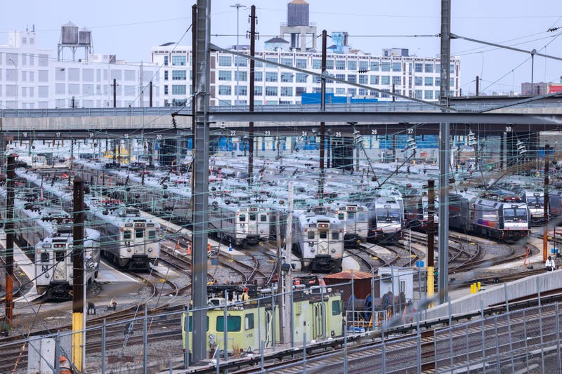 Trains are seen at the Sunnyside Yards