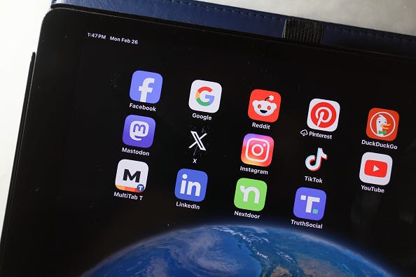 In this photo illustration, social media apps are displayed on an iPad on February 26, 2024, in Miami, Florida. 
