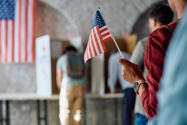 Americans voting in an election. 