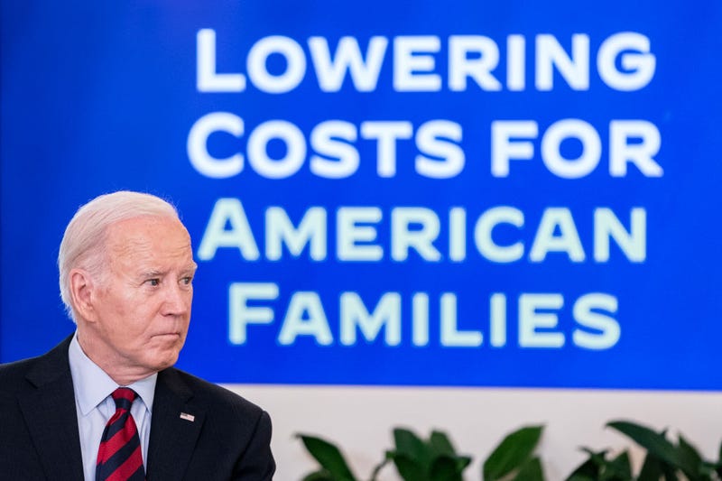 President Joe Biden listens to remarks during a meeting with his Competition Council in the State Dining Room of the White House on March 5, 2024 in Washington, DC. Biden announced new economic measures during the meeting.