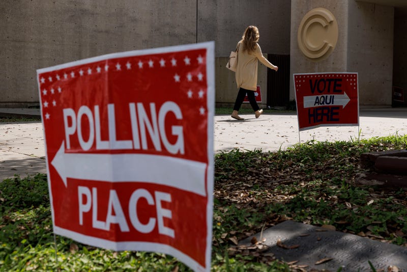 A voter walks towards a polling place on Super Tuesday to cast their ballot on March 5, 2024, in Brownsville, Texas.