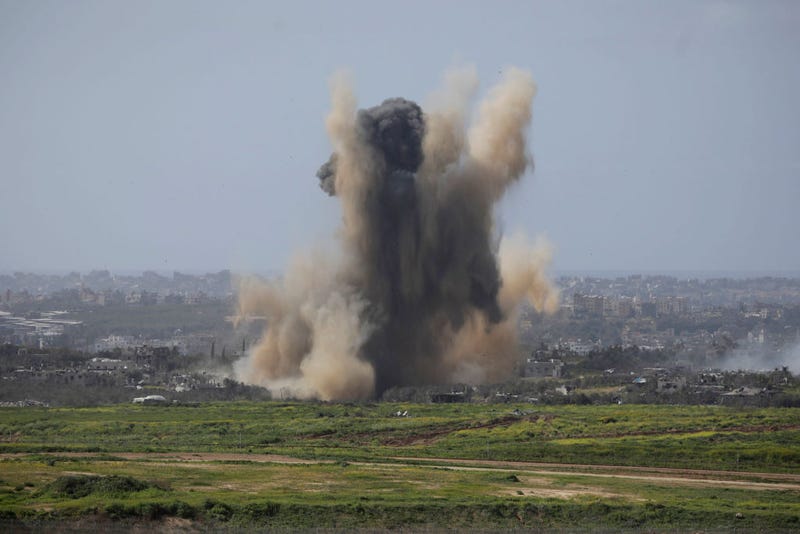 A large explosion can be seen in northern Gaza on March 6, 2024