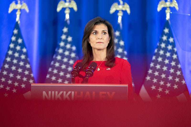 Republican presidential candidate, former U.N. Ambassador Nikki Haley announces the suspension of her presidential campaign at her campaign headquarters on March 06, 2024 in Daniel Island, South Carolina.