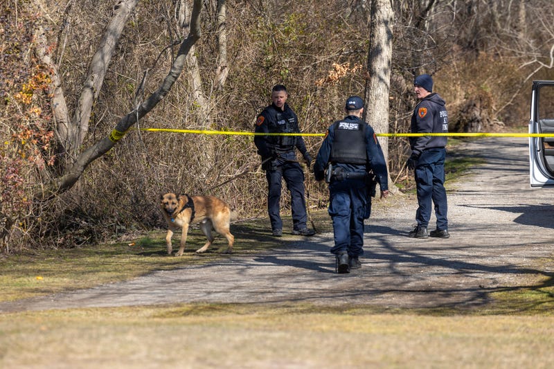 Suffolk County Police canine units search Southards Pond Park on March 1, 2024, in Babylon