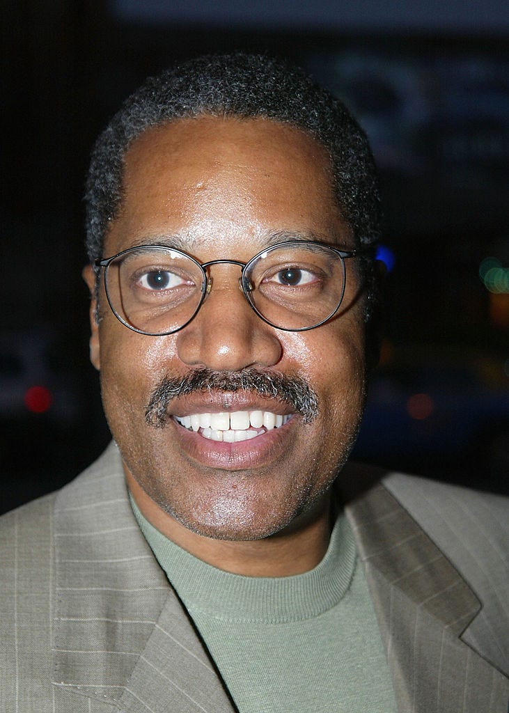 Attorney and radio talk show host based in Southern California Larry Elder arrives for "The Smothers Brothers show" at the Comedy Store on June 4, 2003 in Los Angeles, California.