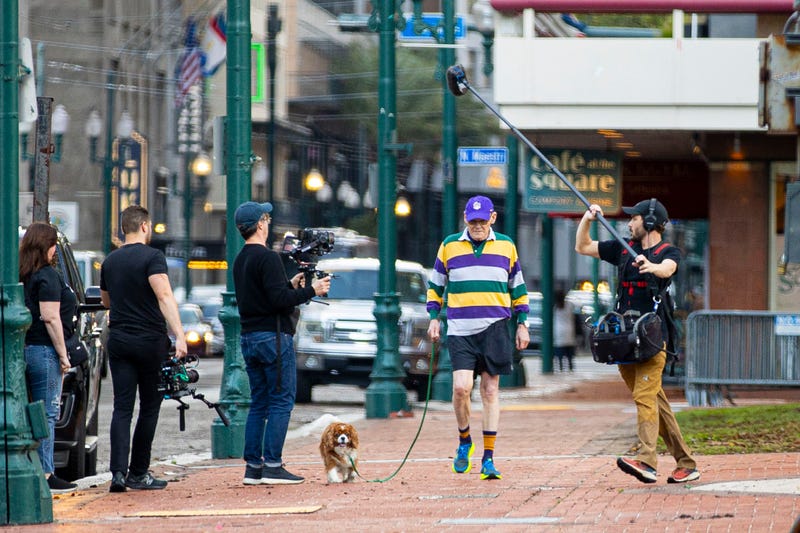 James Carville on March 6, 2024 in New Orleans, Louisiana, with the crew for "Carville: Winning is Everything, Stupid."