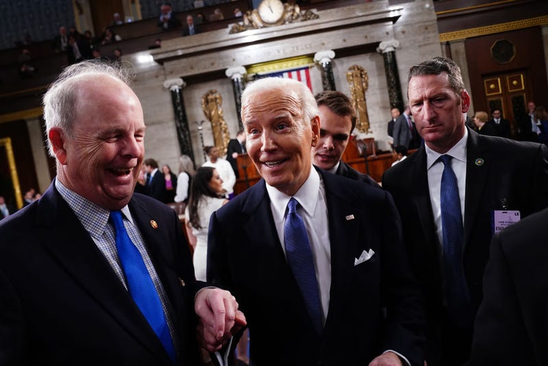 US President Joe Biden departs after delivering the annual State of the Union address before a joint session of Congress in the House chamber at the Capital building on March 7, 2024 in Washington, DC. This is Biden's final address before the November general election. (Photo by Shawn Thew - Pool/Getty Images)