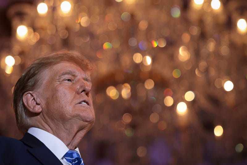 Republican presidential candidate, former President Donald Trump arrives for an election-night watch party at Mar-a-Lago on March 5, 2024 in West Palm Beach, Florida. Sixteen states held their primaries and caucuses today as part of Super Tuesday. (Photo by Win McNamee/Getty Images)