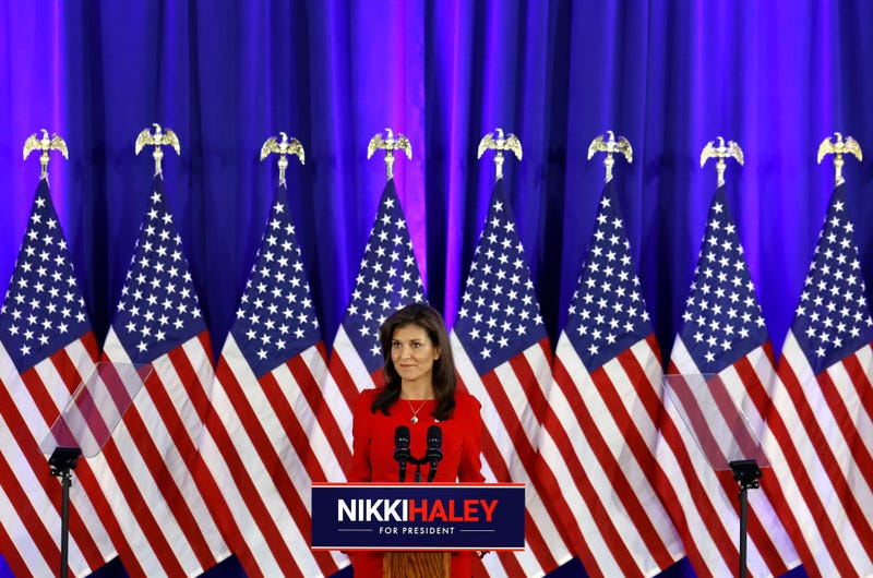 Republican presidential candidate and former U.N. Ambassador Nikki Haley announces the suspension of her presidential campaign at her campaign headquarters on March 06, 2024 in Daniel Island, South Carolina. Haley's announcement comes after losing all GOP primaries except Vermont in yesterday's Super Tuesday contests. 