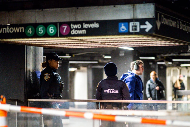 MTA police patrol the Grand Central subway station