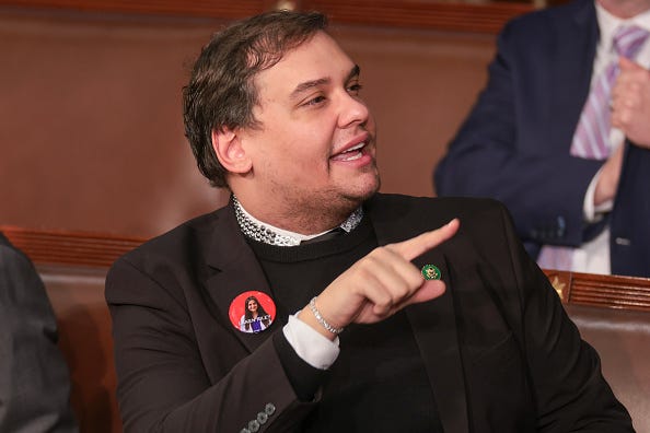 Former U.S. Rep. George Santos (R-NY) attends U.S. President Joe Biden's State of the Union address during a joint meeting of Congress in the House chamber at the U.S. Capitol on March 07, 2024 in Washington, DC.