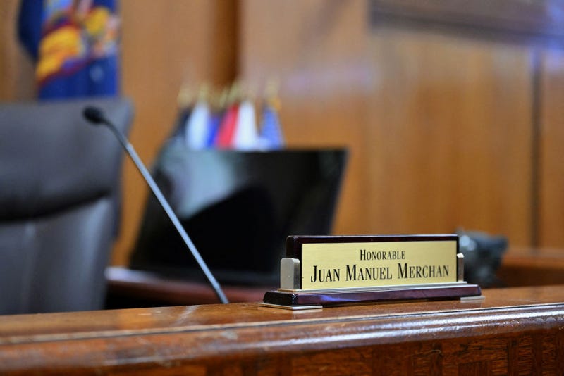 A general view shows Judge Juan Manuel Merchan's courtroom at Manhattan Criminal Court in New York City on March 12, 2024. 