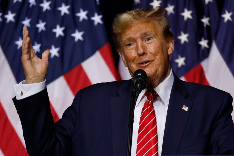 Republican presidential candidate and former U.S. President Donald Trump addresses a campaign rally at the Forum River Center March 09, 2024 in Rome, Georgia. Both Trump and President Joe Biden are holding campaign events on Saturday in Georgia, a critical battleground state, two days before the its primary elections. A city of about 38,000, Rome is in the heart of conservative northwest Georgia and the center of the Congressional district represented by Rep. Majorie Taylor Green (R-GA).