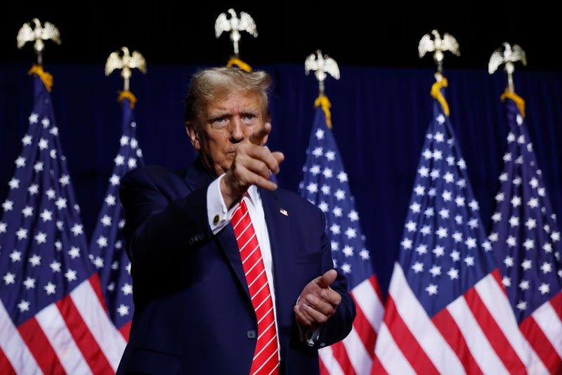 Republican presidential candidate and former U.S. President Donald Trump leaves the stage a the conclusion of a campaign rally at the Forum River Center March 09, 2024 in Rome, Georgia. Both Trump and President Joe Biden are holding campaign events on Saturday in Georgia, a critical battleground state, two days before the its primary elections. A city of about 38,000, Rome is in the heart of conservative northwest Georgia and the center of the Congressional district represented by Rep. Majorie Taylor Green (R-GA). (Photo by Chip Somodevilla/Getty Images)