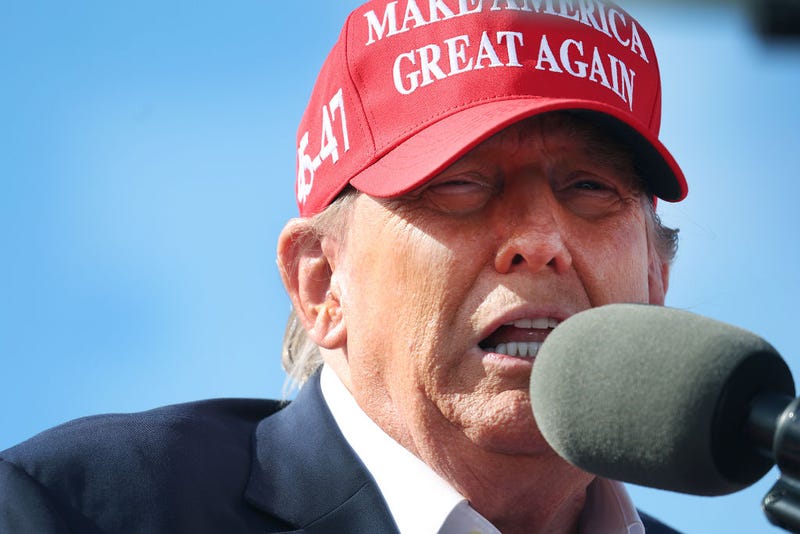 Republican presidential candidate former President Donald Trump speaks to supporters during a rally at the Dayton International Airport on March 16, 2024 in Vandalia, Ohio. The rally was hosted by the Buckeye Values PAC. 