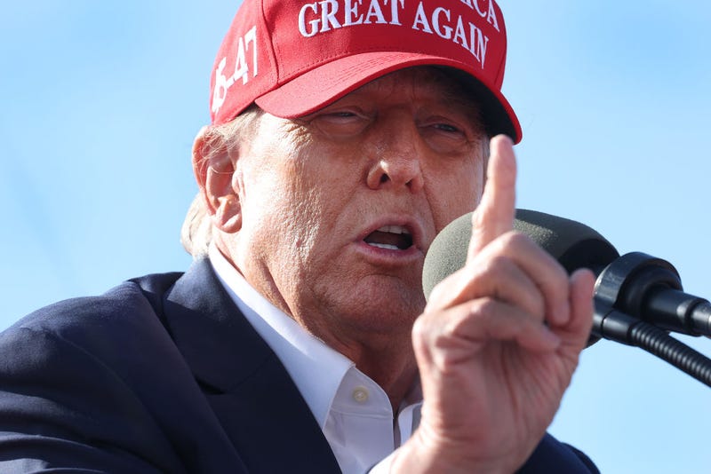 Republican presidential candidate former President Donald Trump speaks to supporters during a rally at the Dayton International Airport on March 16, 2024 in Vandalia, Ohio. The rally was hosted by the Buckeye Values PAC. 