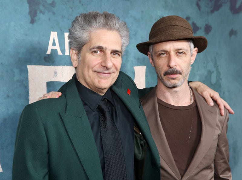 Michael Imperioli and Jeremy Strong pose at the opening night after party for "An Enemy of The People" on Broadway at The Pool/The Grille by Major Food Group on March 18, 2024 in New York City.