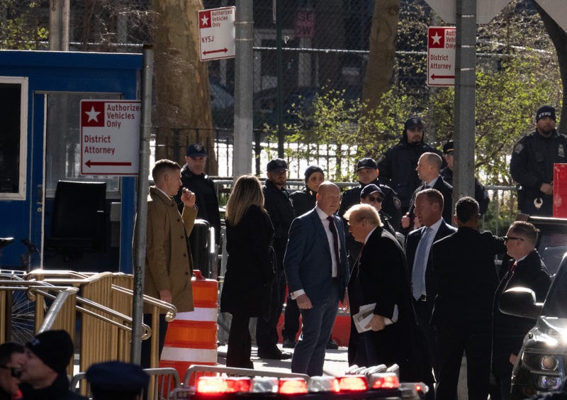 Donald Trump arrives at Manhattan Criminal Court on March 25, 2024