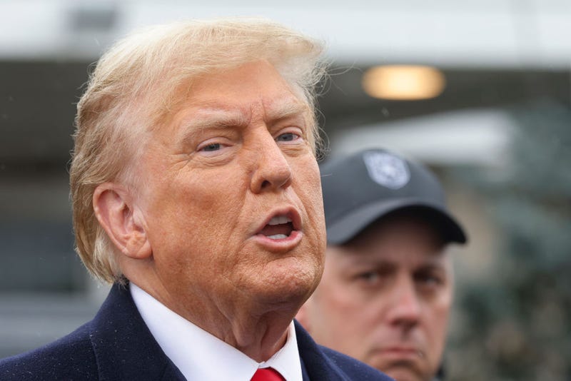 Former President Donald Trump gives a brief statement after attending the wake for slain NYPD Officer Jonathan Diller at the Massapequa Funeral Home on March 28, 2024 in Massapequa, New York. 