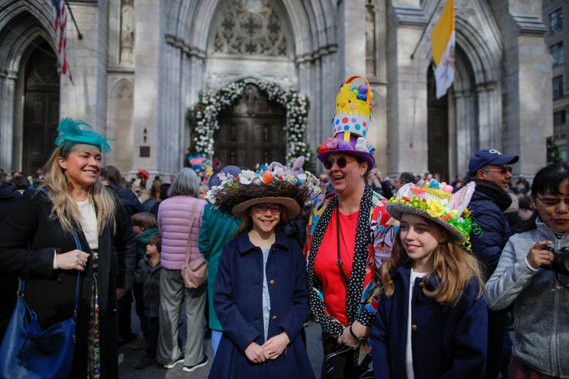 Participants of the Easter parade near Saint Patrick's Cathedral on March 31, 2024.