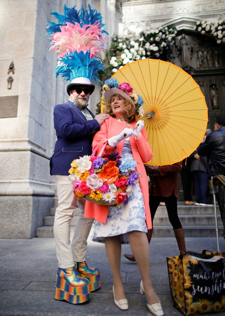 Participants of the Easter parade near Saint Patrick's Cathedral on March 31, 2024.