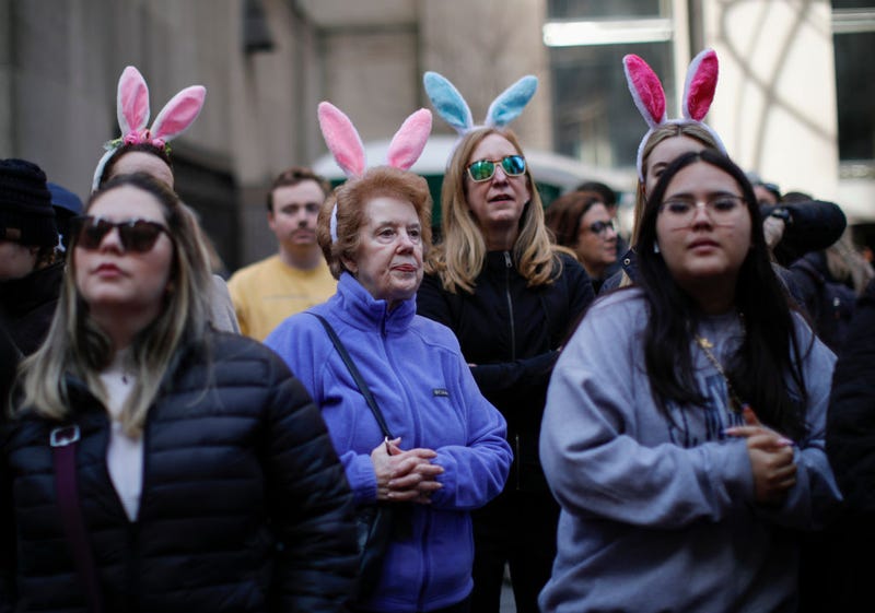 Participants of the Easter parade near Saint Patrick's Cathedral on March 31, 2024.