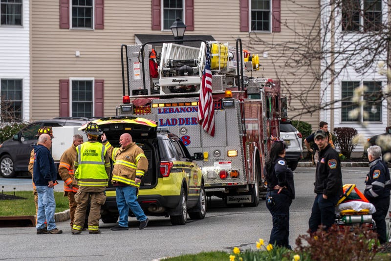 First responders and Firefighters attend a call after an earthquake on April 5, 2024 in Lebanon, New Jersey.