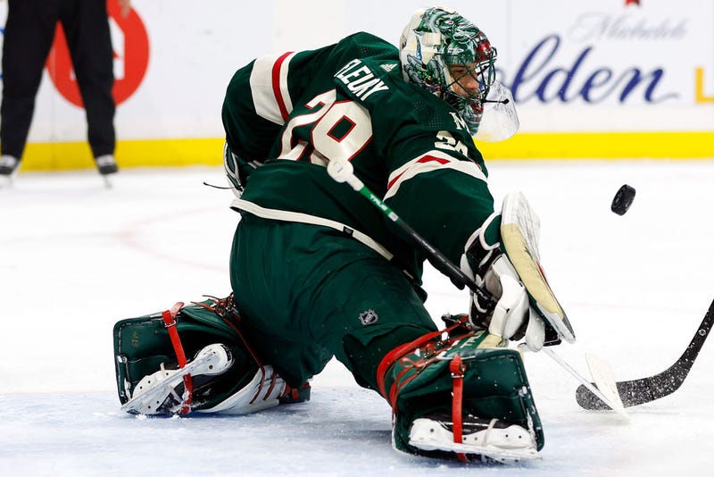 Marc-Andre Fleury #29 of the Minnesota Wild makes a save against the Ottawa Senators in the first period at Xcel Energy Center on April 02, 2024 in St Paul, Minnesota.