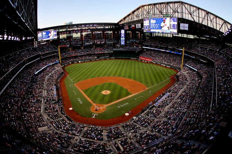 A general view of the game between the Texas Rangers and the Houston Astros during the sixth inning at Globe Life Field on April 7, 2024, in Arlington, Texas.