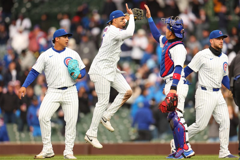 Christopher Morel and Miguel Amaya celebrate