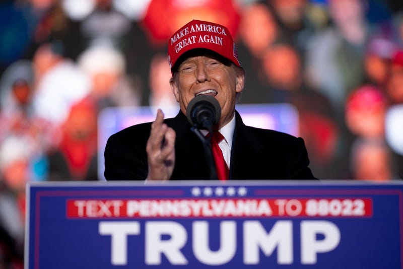 Republican presidential candidate, former President Donald Trump speaks at a rally outside Schnecksville Fire Hall on April 13, 2024 in Schnecksville, Pennsylvania.