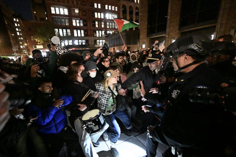 Police intervene and arrest more than 100 students at New York University (NYU) on April 22, 2024