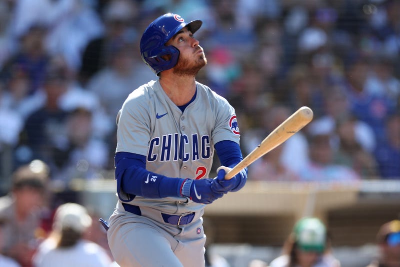 Cody Bellinger finishes batting swing