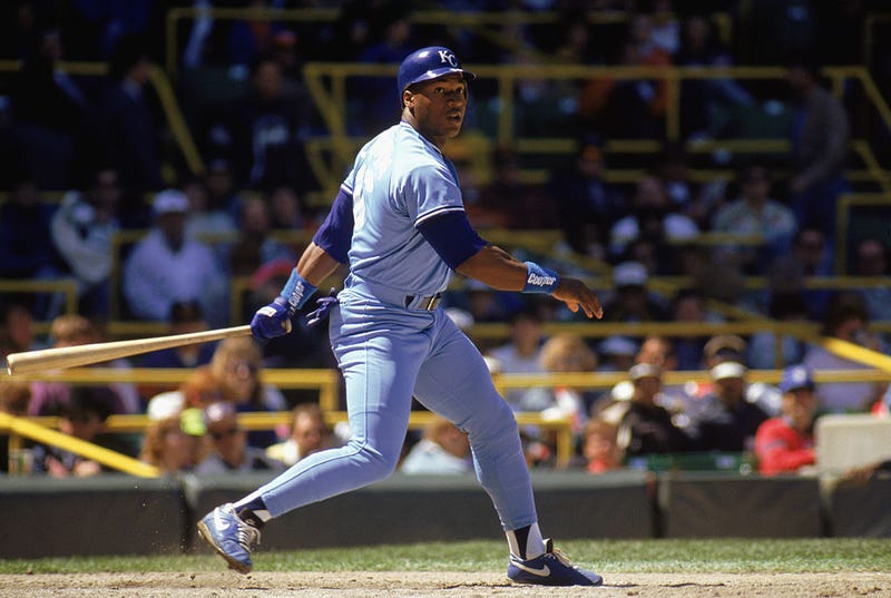 Bo Jackson of the Kansas City Royals swings at the pitch during a MLB game in the 1990 season.
